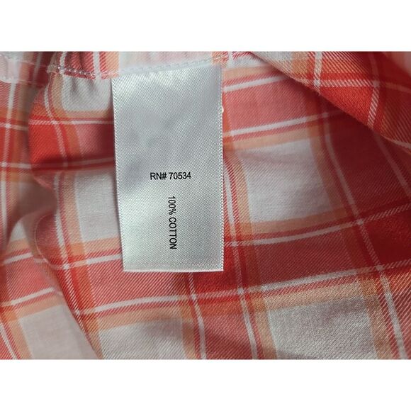 Orvis Shirt Mens L Long Sleeve Button Down Plaid Red/Orange/White Classic Cotton - Picture 11 of 13